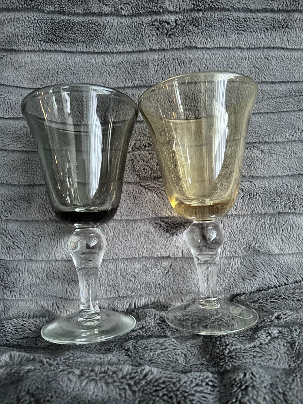 Artland Glass Wine Goblets - Set Of 2. Smoky Grey & Amber